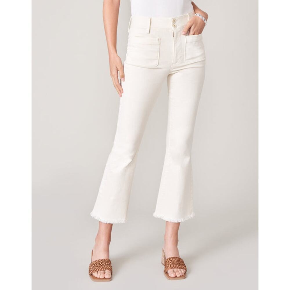 Spartina 449 Juliette Crop Flare Jeans Size 8 Buttercream 26.5” Inseam - Picture 2 of 16
